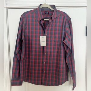 UNTUCKit Men's Casual Red and Blue Checkered Shirt